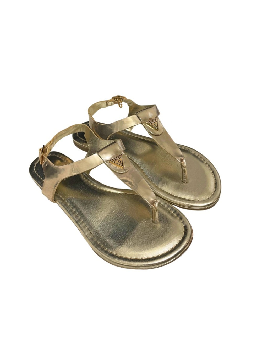 GUESS Gold T-Strap Women's Sandals